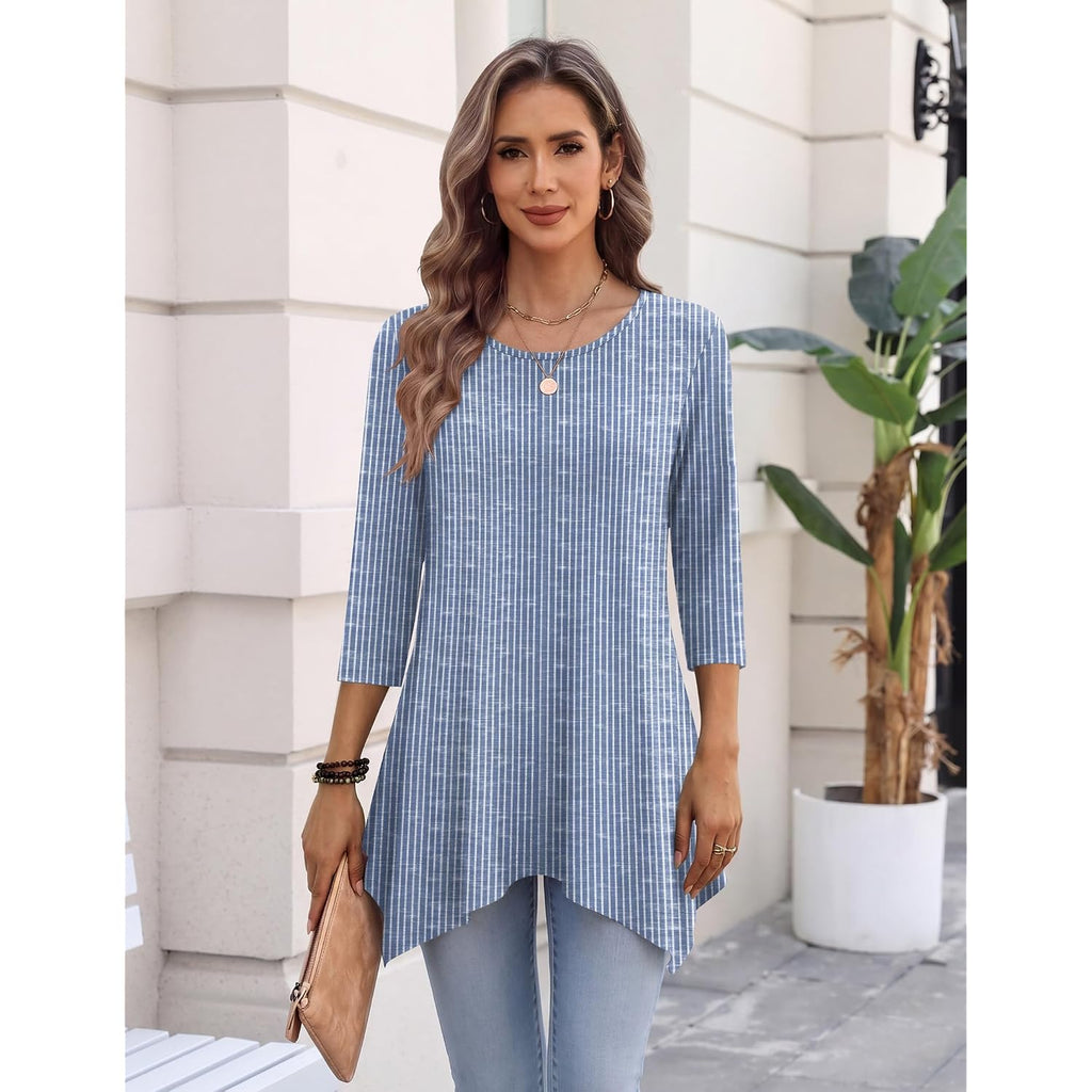 Zeagoo 3/4 Sleeve Womens Tops Dressy Casual Tunics to Wear with Leggings Loose Fit Cute Blouses 2026 Trendy