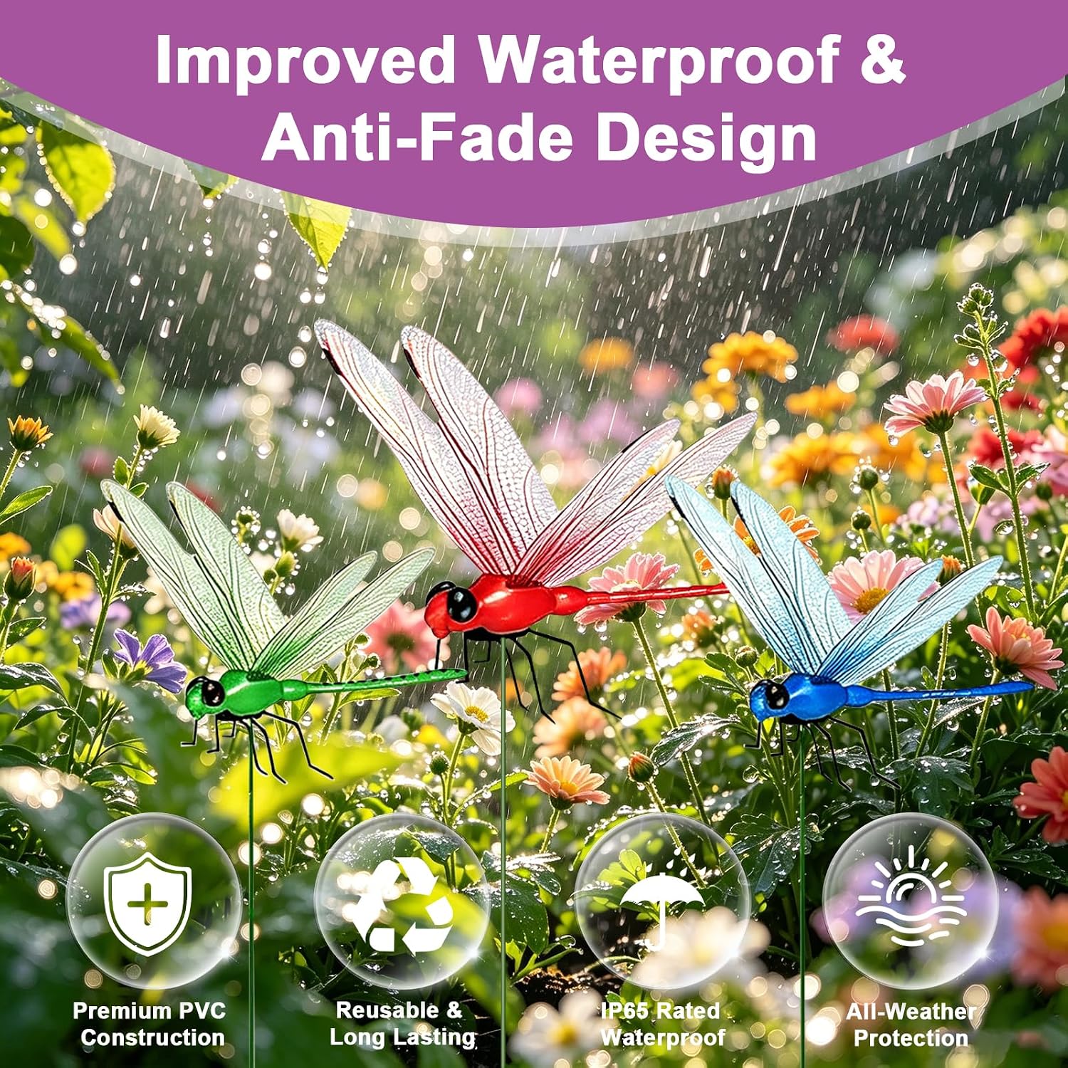 12 Pack Dragonfly Clips,3D Fake Dragonflies, Humming Bird Stakes, Plastics Dragonfly For Garden Stakes Decor Yard Ornaments,Deer And Horse,Fly Scare Devices For Indoor Outdoor