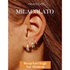 MILACOLATO 3 Pairs Small 14K Gold Plated Hoop Earrings for Women Trendy Hypoallergenic Silver Earring Stacks Huggie Hoops Earring Sets for Multiple Piercing Chunky Double Hoop Jewelry Lightweight
