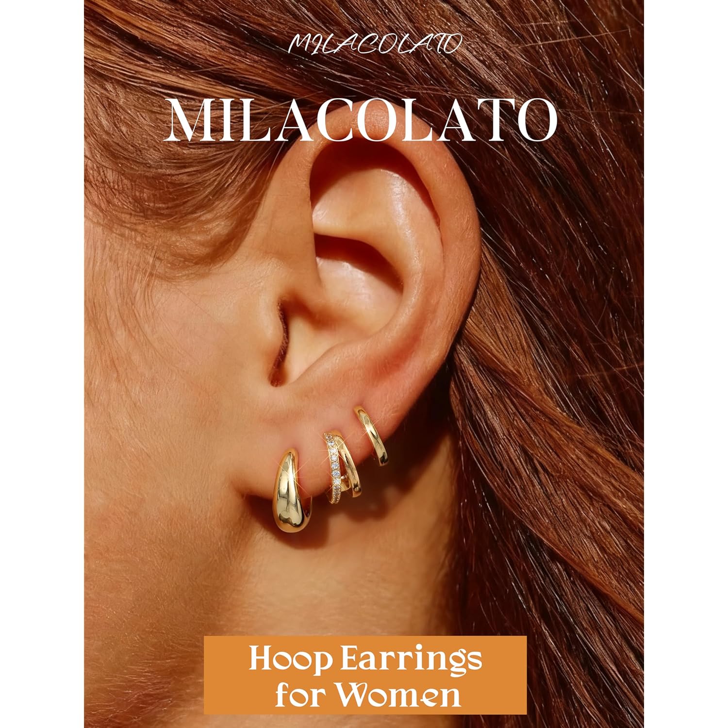 MILACOLATO 3 Pairs Small 14K Gold Plated Hoop Earrings for Women Trendy Hypoallergenic Silver Earring Stacks Huggie Hoops Earring Sets for Multiple Piercing Chunky Double Hoop Jewelry Lightweight