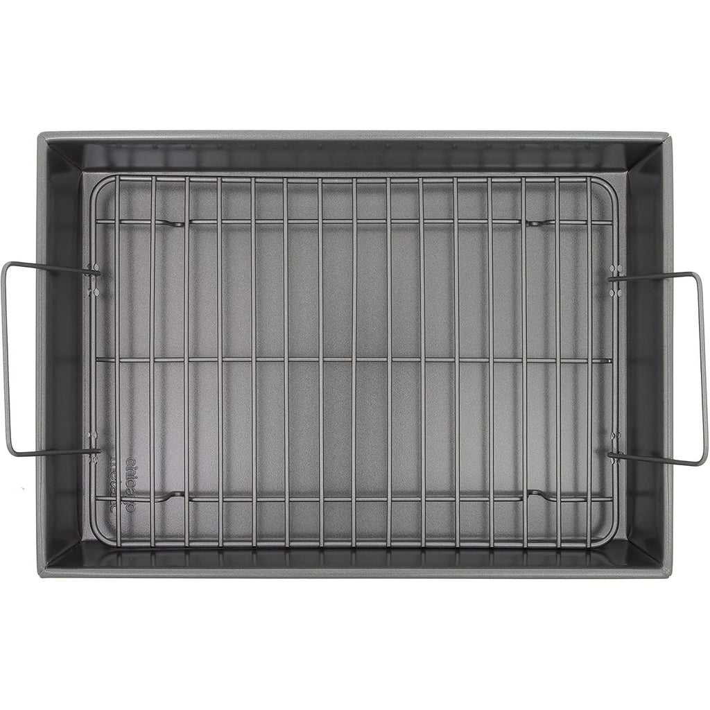 Chicago Metallic Professional Non-Stick Roast Pan With Non-Stick Rack, 13-Inch-By-9-Inch