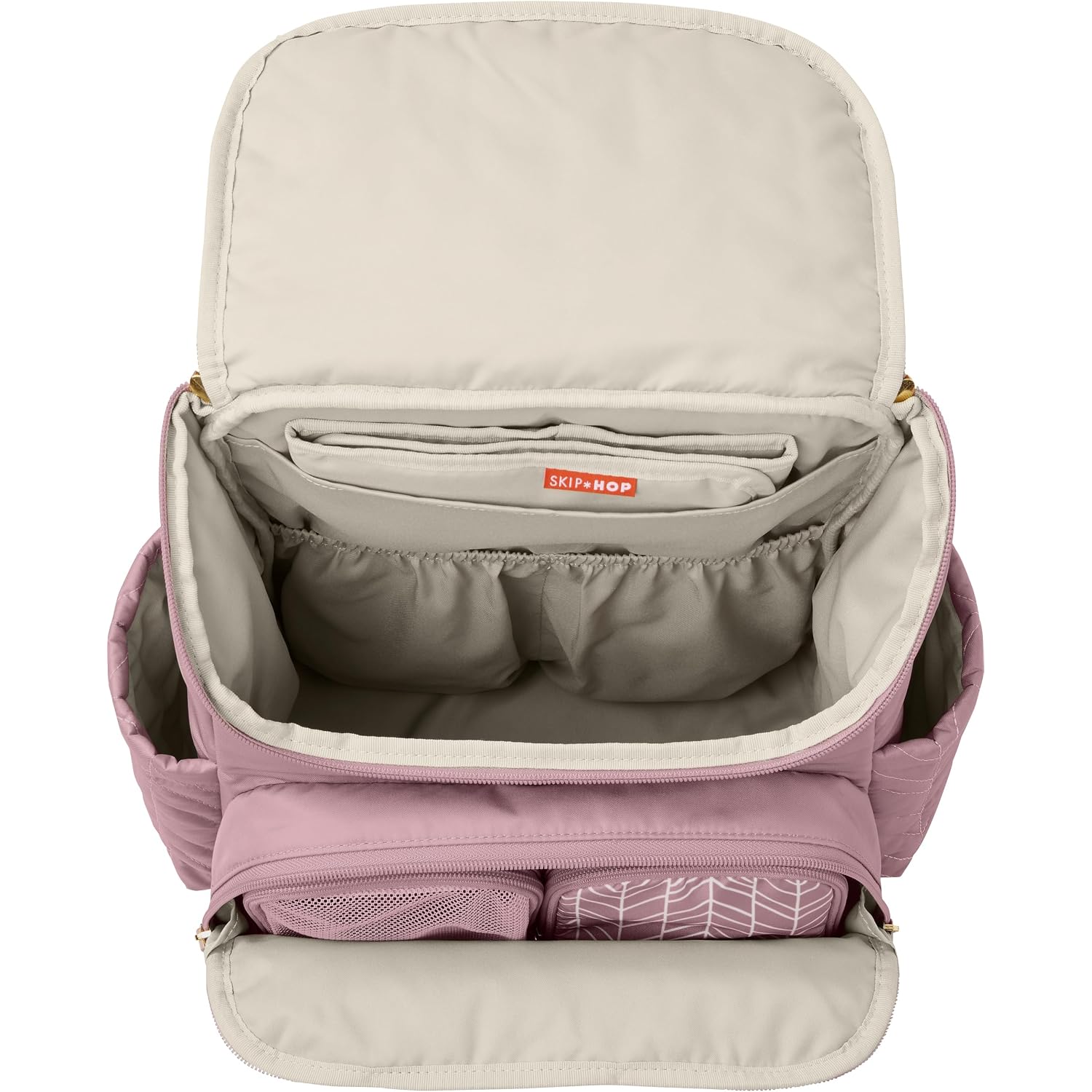 Skip Hop Diaper Bag Backpack: Forma, Multi-Function Baby Travel Bag With Changing Pad & Stroller Attachment, Mauve Mist