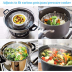Consevisen Vegetable Steamer Basket for Cooking Food, Stainless Steel Veggie Steam Basket for Pot, Folding Expandable Steaming Insert with Extendable Handle Fits Various Size Pot, 5.1" to 9"