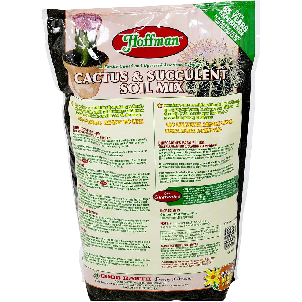 Hoffman 10404 Organic Cactus And Succulent Soil Mix, 4 Quarts, Brown/A