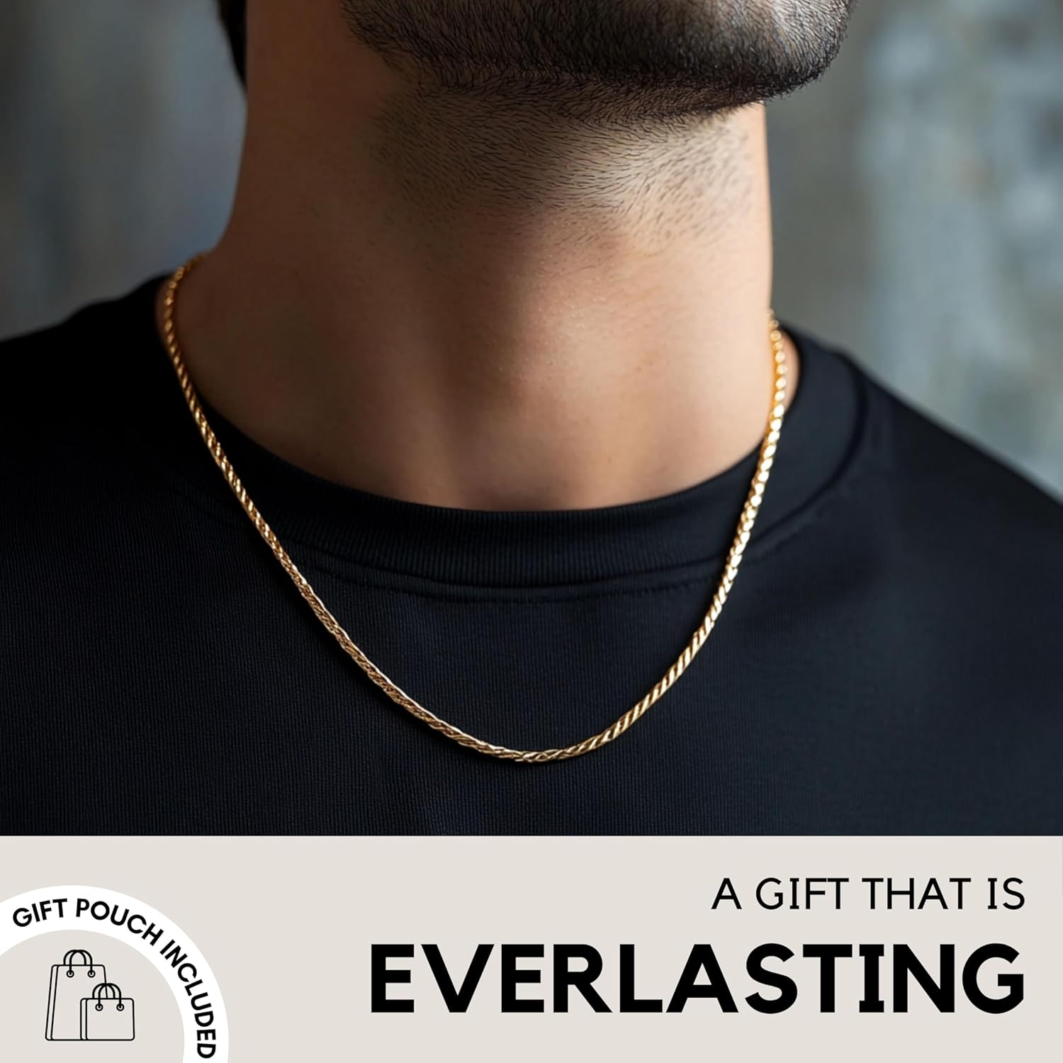 KISPER Solid 18K Gold Over 925 Sterling Silver Italian Diamond-Cut 1.5mm Braided Rope Chain Necklace - for Men & Women with Lobster Clasp - Made in Italy