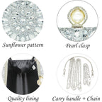 MAIRLOM Rhinestone Clutch Purses for Women Evening Wedding Formal - Pearl Clasp Handbag Crystal Gemstone Bag for Party Prom