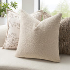 Topfinel Beige White Boucle Pillow Cover Set of 4 Complete Sofa Layering Set Modern Farmhouse & Neutral Chair Sofa Couch Bedding Room Decor (12"x20"x2,18"x18",20"x20")