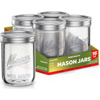 SEWANTA Wide Mouth Mason Jars 16 oz [5 Pack] With Mason Jar Lids and Bands, Mason Jars 16 oz - For Canning, Fermenting, Pickling - Jar Décor - Microwave/Dishwasher Safe.