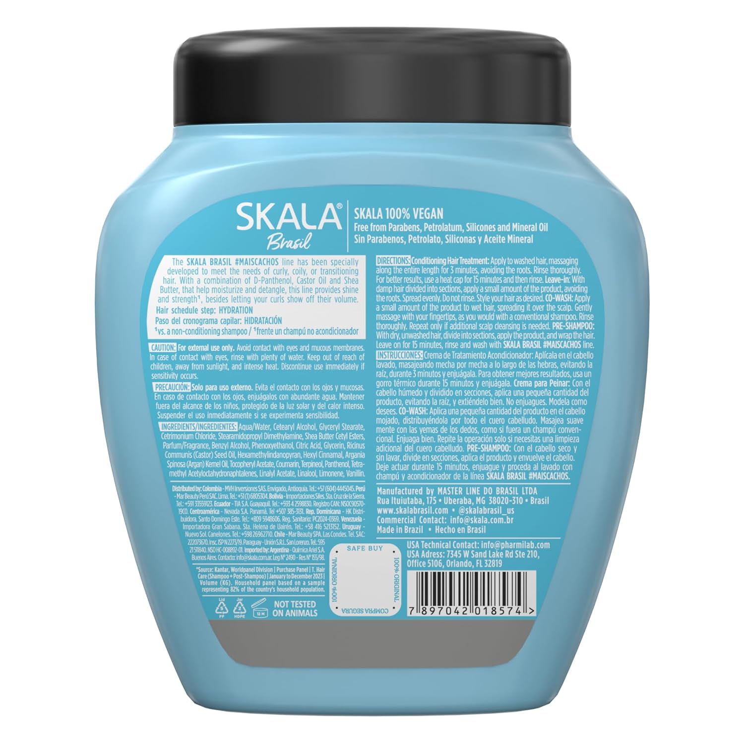 SKALA Expert Mais Cachos 2 in 1 Treatment Cream & Leave In Conditioner for Curly Hair, Vegan Hair Mask, Shea Butter & Castor Oil, Deep Hydration Mask, Softening & Smoothing, Anti Frizz Formula, 1000g