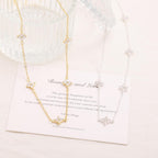 Mothers Day Gifts - Dainty Silver Gold Necklaces for Women Cute Station Choker Simulated Diamond Necklace Simple Layering CZ Necklace Trendy Jewelry Gifts
