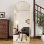 Ogcau Full Length Mirror, 70"X26" Arched Full Body Floor Mirror With Stand, Hanging Or Leaning, Standing, Wall Mounted With Aluminum Frame For Bedroom Living Room (Gold)