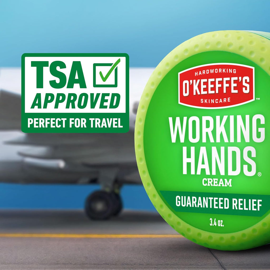 O'Keeffe's Working Hands Hand Cream (3.4 oz Jar) and Healthy Feet Foot Cream (3.2 oz Jar) - Repairing Skincare for Extremely Dry, Cracked Hands and Feet, Travel Size
