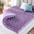 3 Inch 7-Zone Queen Mattress Topper, Egg Crate Memory Foam Mattress Topper Queen Size For Back Pain, Lavender Gel Infused Bed Pad, Certipur-Us And Oeko-Tex Certification (60"×80")