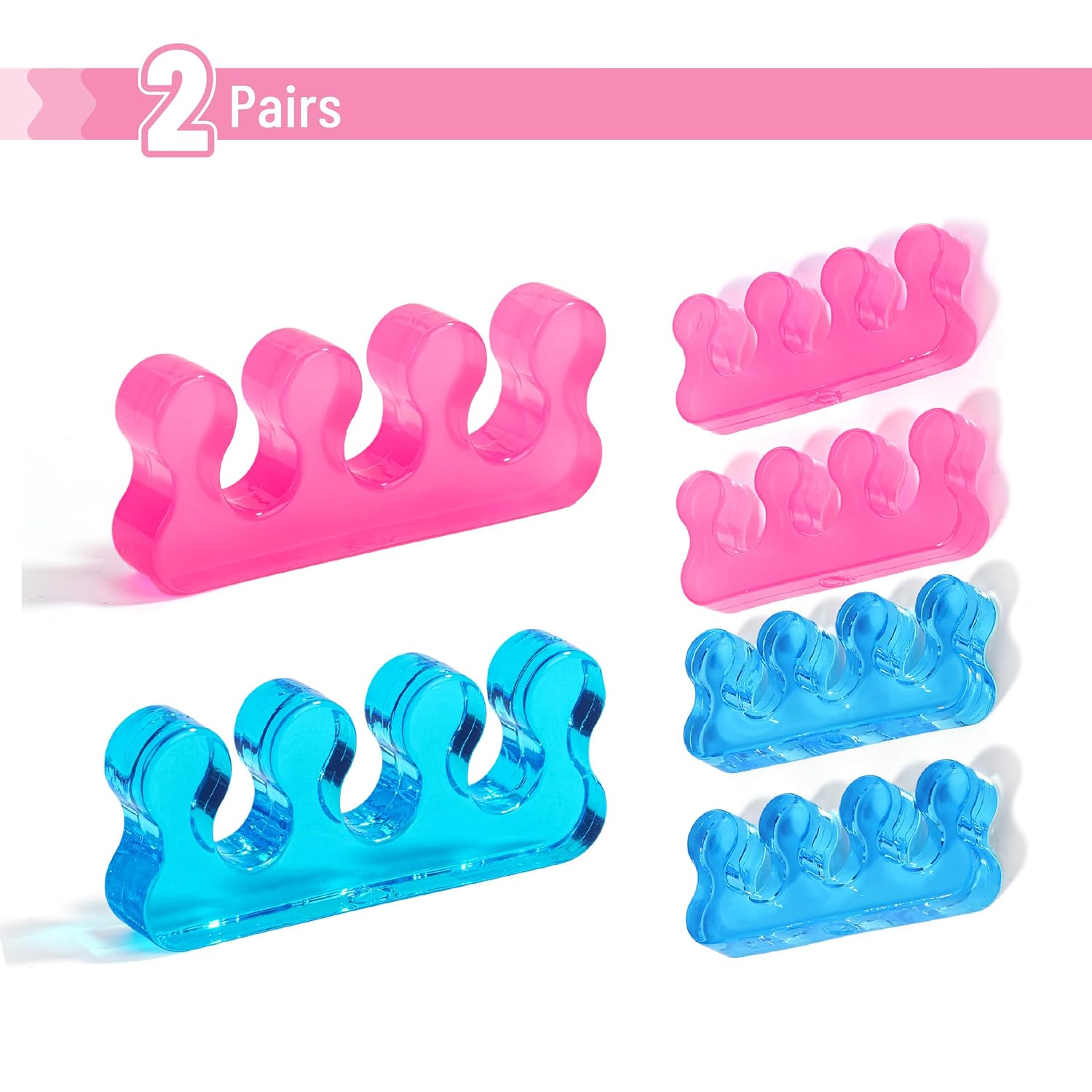 Dr. JK- Toe Separators for Pedicure, 2 Pairs, Blue & Pink, Toe Separators for Women Pedicure, Mothers Day Gift