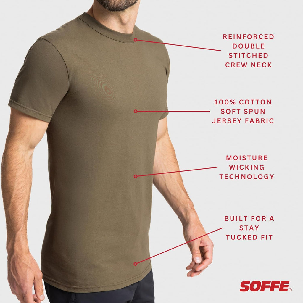 Soffe Unisex Adult Military Cotton Tee (3-Pack)