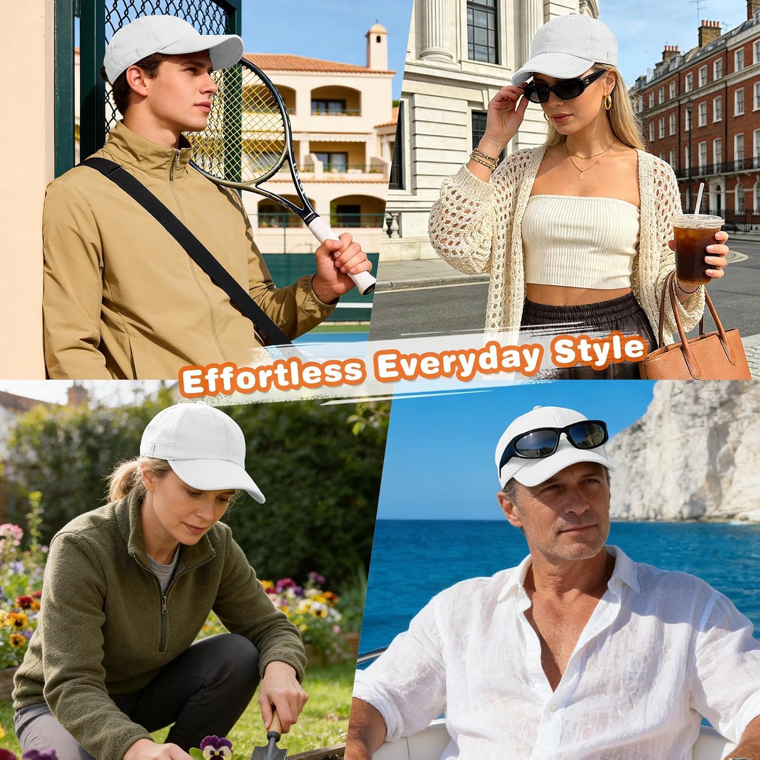 Baseball Cap for Men Women, Dad Hat Unstructured Low Profile, Soft Brim Adjustable Plain Baseball Hat for Outdoor Golf 1 Pack-white