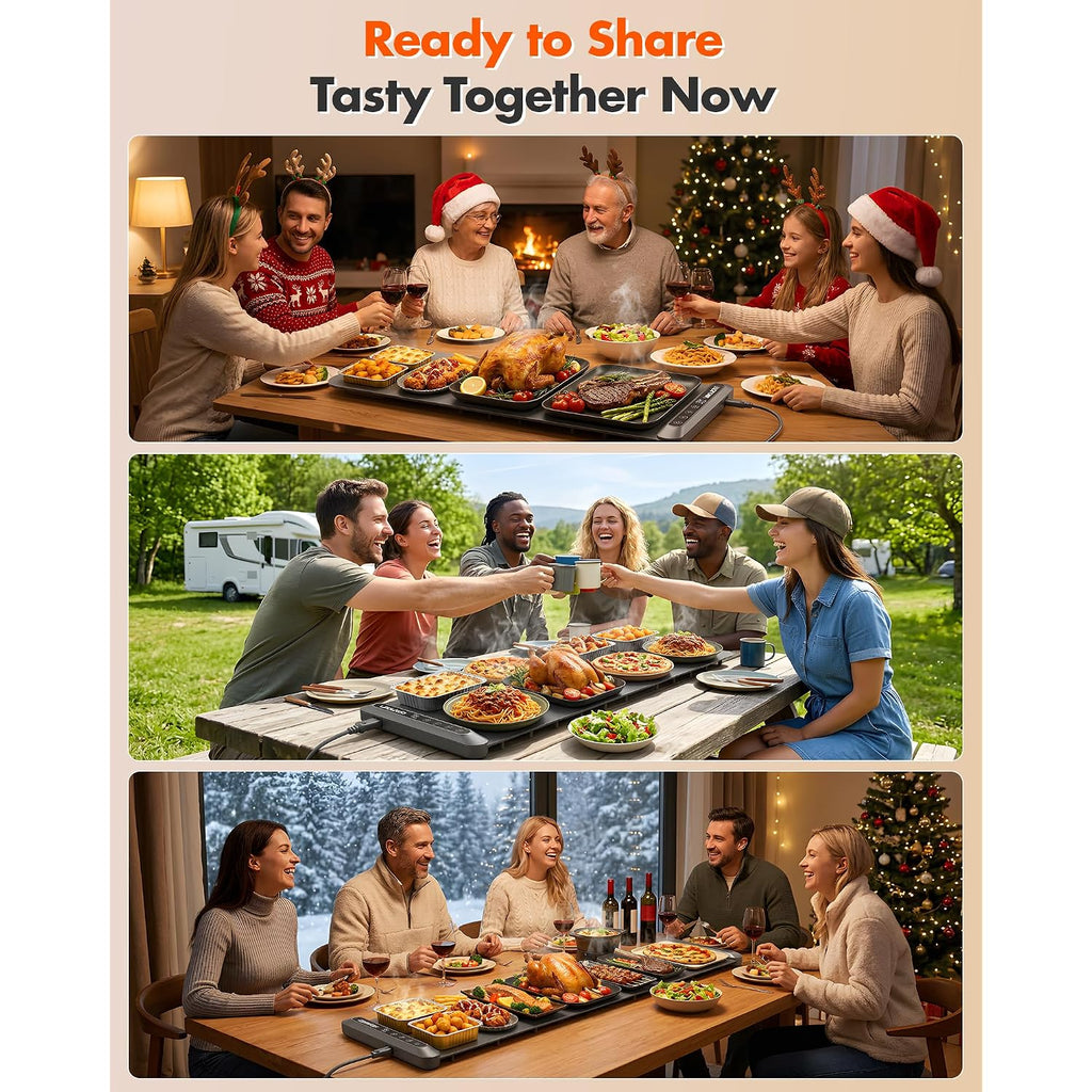 Warming Mat For Food Extra Long 43"X12" 600W Food Warming Mat Heat Resistant Pad,Chafing Dishes For Buffet 6 Temp 12 Hours,Child Lock,Food Warmers For Parties Buffet For Catering Gatherings