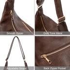 Hobo Bags for Women Foldable Vegan Leather Shoulder Handbag Slouchy Tote Crossbody Purses