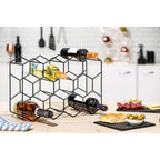 Gusto Nostro Countertop Wine Rack - 14 Bottle Freestanding Modern Black Metal Small - 3 Tier Tabletop Wine Holder Stand For Cabinet, Pantry - Wine Racks Countertop - No Assembly Required
