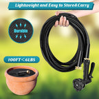 Garden Hose 100Ft, 3/4Ght Non-Expanding Water Hose Lightweight, Flexible Garden Hose With 10 Function Nozzle, Kink-Free, Sturdy, High-Pressure, Abrasion Resistant Hoses For Yard, Garden