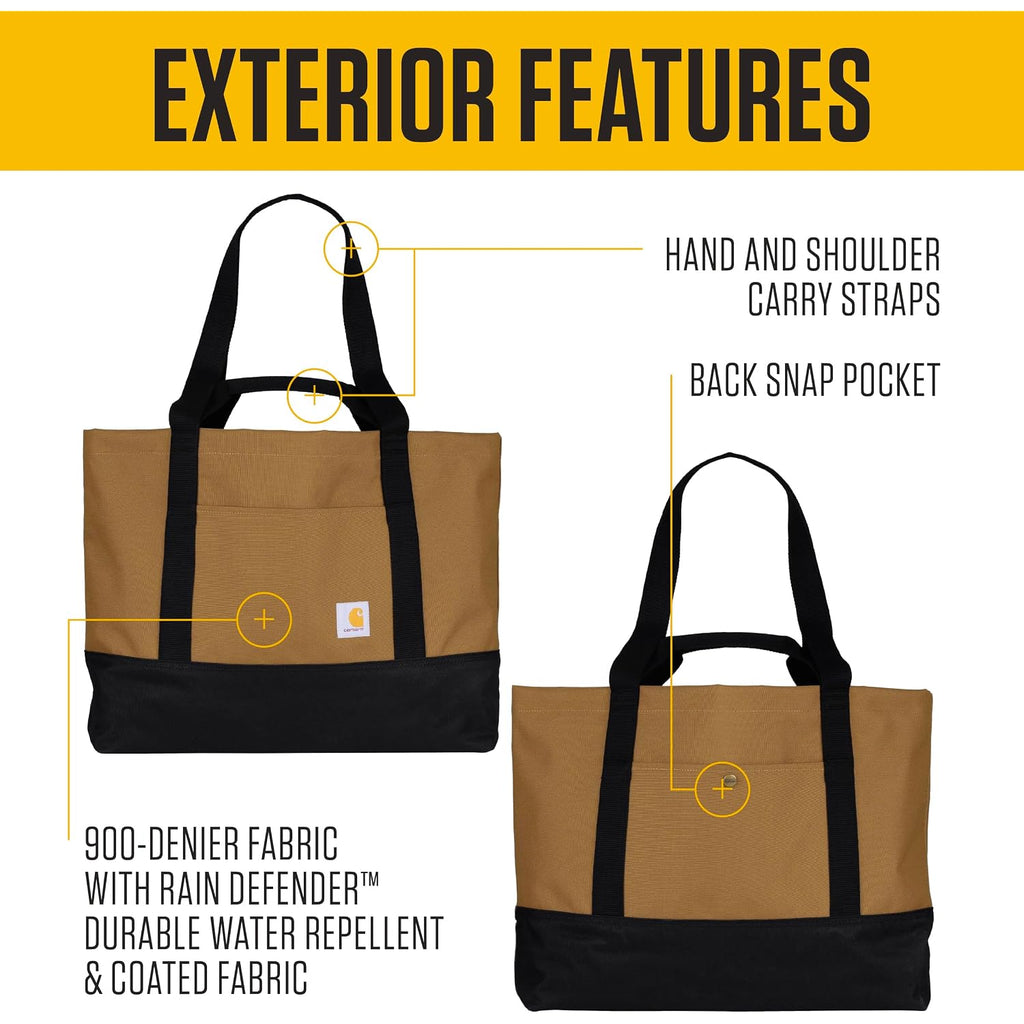 Carhartt Classic Vertical Open Tote Bag, Durable Water Repellent Material W/Hand And Shoulder Straps