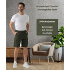 Six Islands Men'S Cargo Shorts 9" Inseam Elastic Waistband Casual Relaxed Fit Work Shorts With 6 Pockets