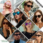 Polarized Sunglasses Fit Over Glasses for Women Men Oversized Square Shades UV400 Protection (3pack) Black + Pattern + Brown Grading