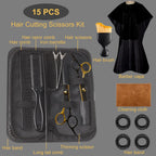 15 Pcs Hair Cutting Scissors Professional, Thinning Shears For Hair Cutting, Black Gold Stainless Steel Barber Scissors, Lengnoyp Haircut Scissors Hair Cutting Kit For Women, Men