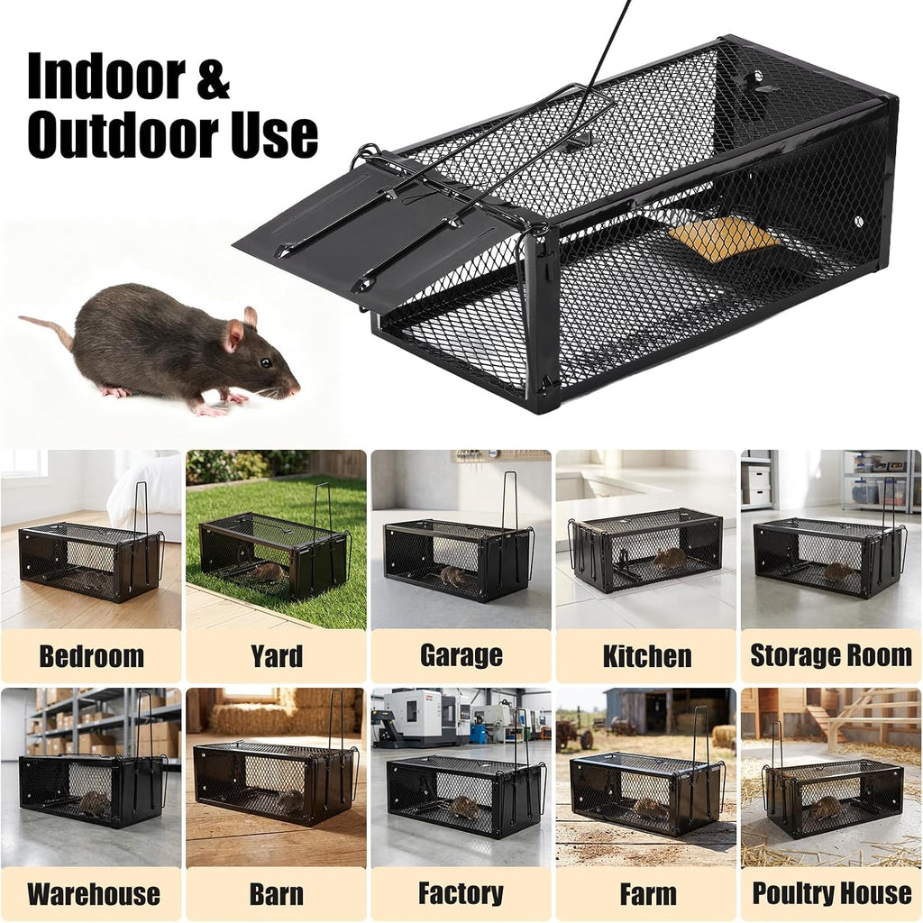2 Pack Humane Rat Traps 12.5"X5.5"X4.5", Reusable Mouse Traps For Indoor/Outdoor Use, No-Kill Live Capture For Chipmunks, Rats, Mice