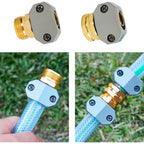 Hourleey Garden Hose Repair Kit, 2 Sets Aluminum Alloy Garden Hose End Mender, Male And Female Water Hose Repair Fittings, Fit 5/8" And 3/4" Connector, With 4 Extra Hose Washers