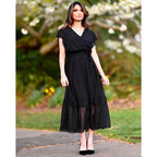 Btfbm Women Summer Bohemian Floral Casual Wrap V Neck Ruffle Cap Sleeveless Belt A-Line Pleated Hem Midi Sun Dress White