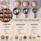 Ice Cream Scoop, 3Pcs Cookie Scoop Set, Stainless Steel Ice Cream Scooper With Trigger Release, Large/Medium/Small Cookie Scooper For Baking, Cookie Scoops For Baking Set Of 3 With Cookie Dough Scoop…