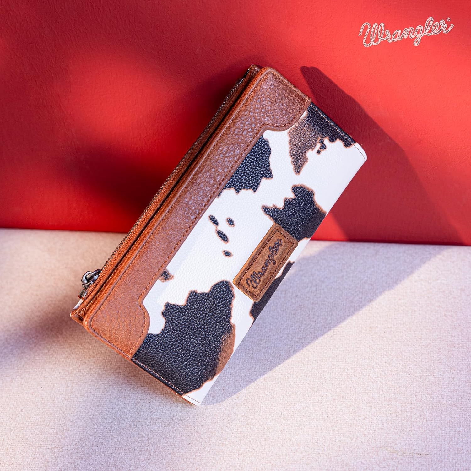Montana West Wrangler Cow Print Wallets Womens Bifold Credit Card Wallet Women's Wallets, Card Cases & Money Organizers Brown Wallet for Women Ladies Female Cash Wallett with Smooth Zipper