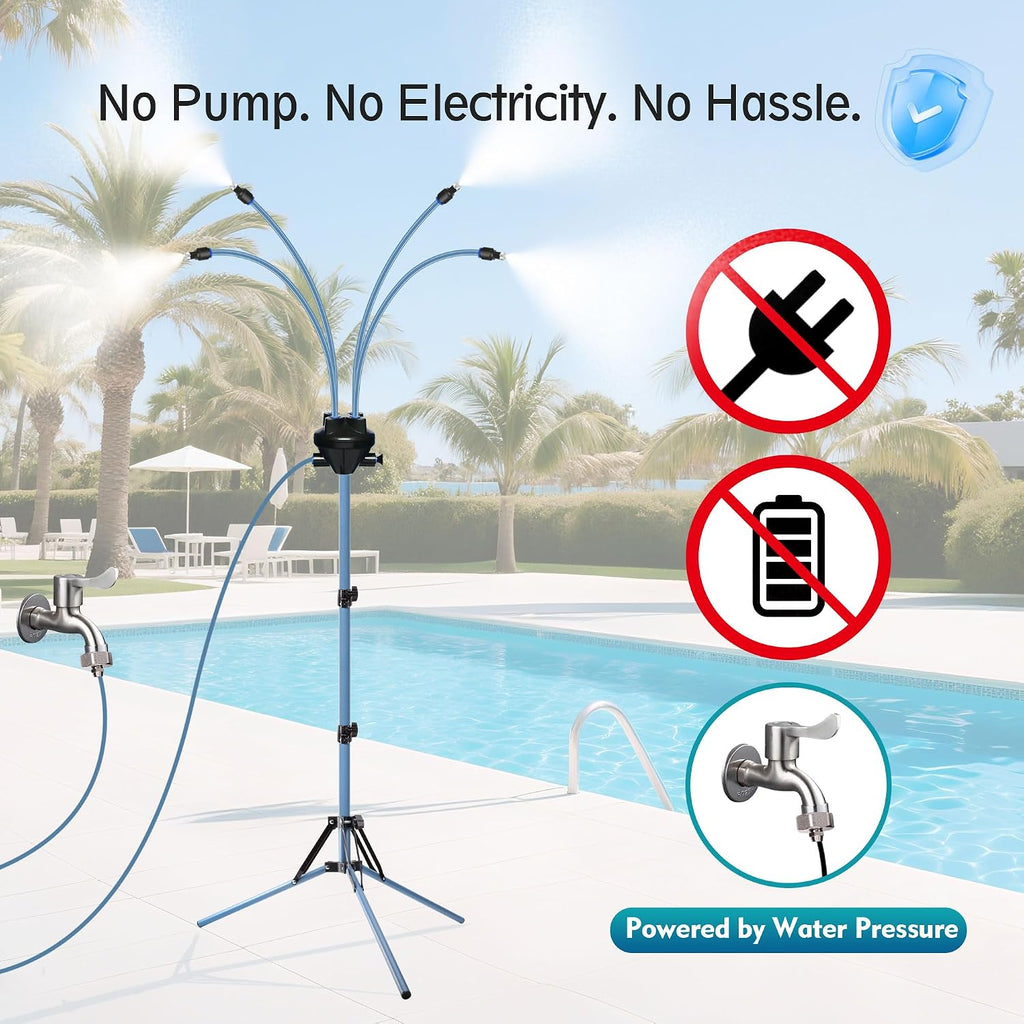 Standing Misters For Outside Patio, Adjustable Height 5.3 Ft Stand Misting System For Cooling Outdoor, Portable Water Mister For Mist Playing, Patio Cooling, Backyard, Porch, Sprinkler