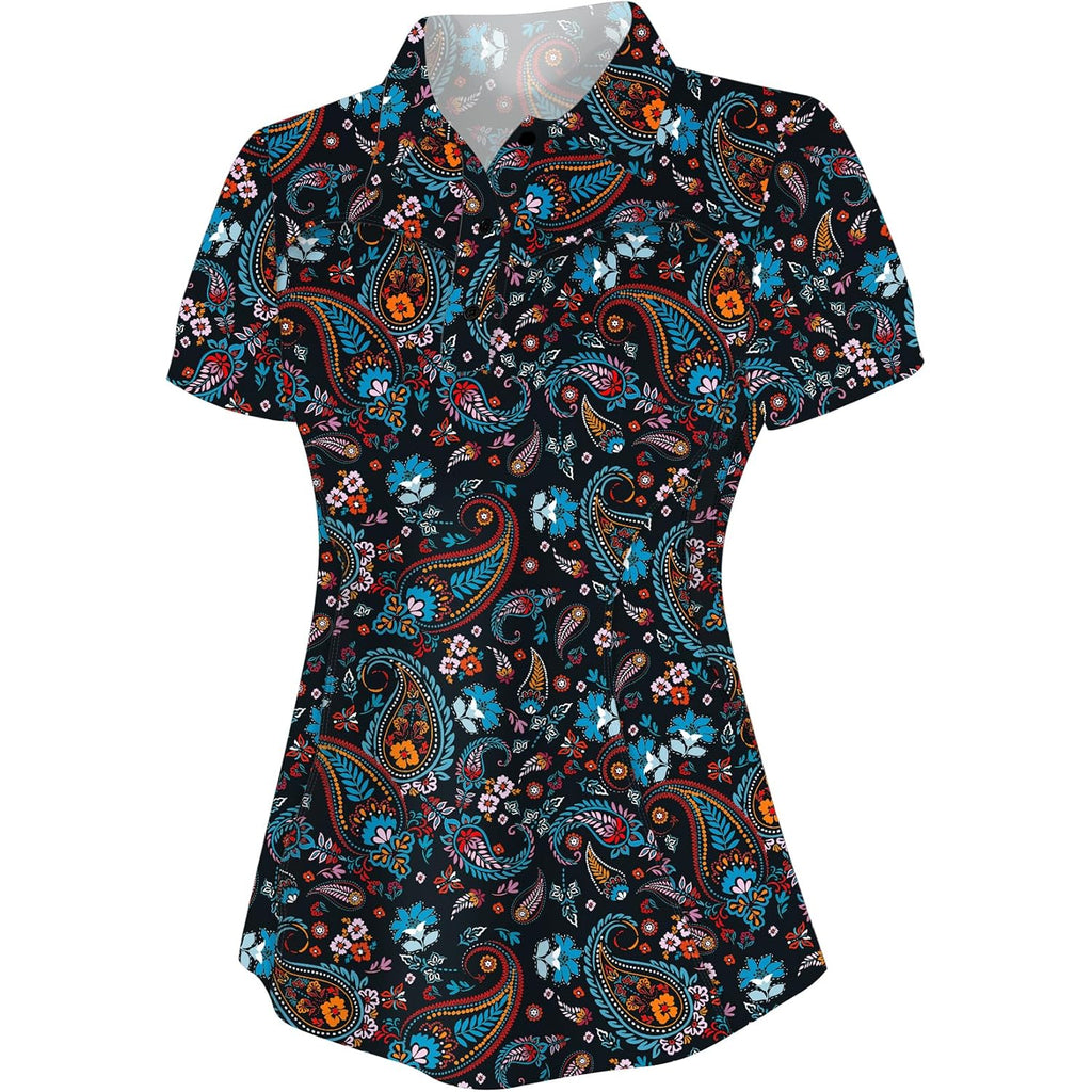 Tfsdod Womens Golf Polo Shirts Collared Short Sleeve T Shirt Lightweight Moisture Wicking Polo Casual 3 Buttons Outfits