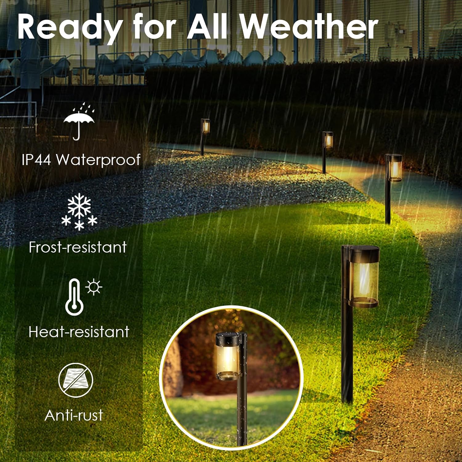 Solar Pathway Lights Outdoor, 10 Pack Metal & Glass Solar Lights Outdoor Waterproof Landscape Path Lights For Yard Walkway Garden Decor, Warm White