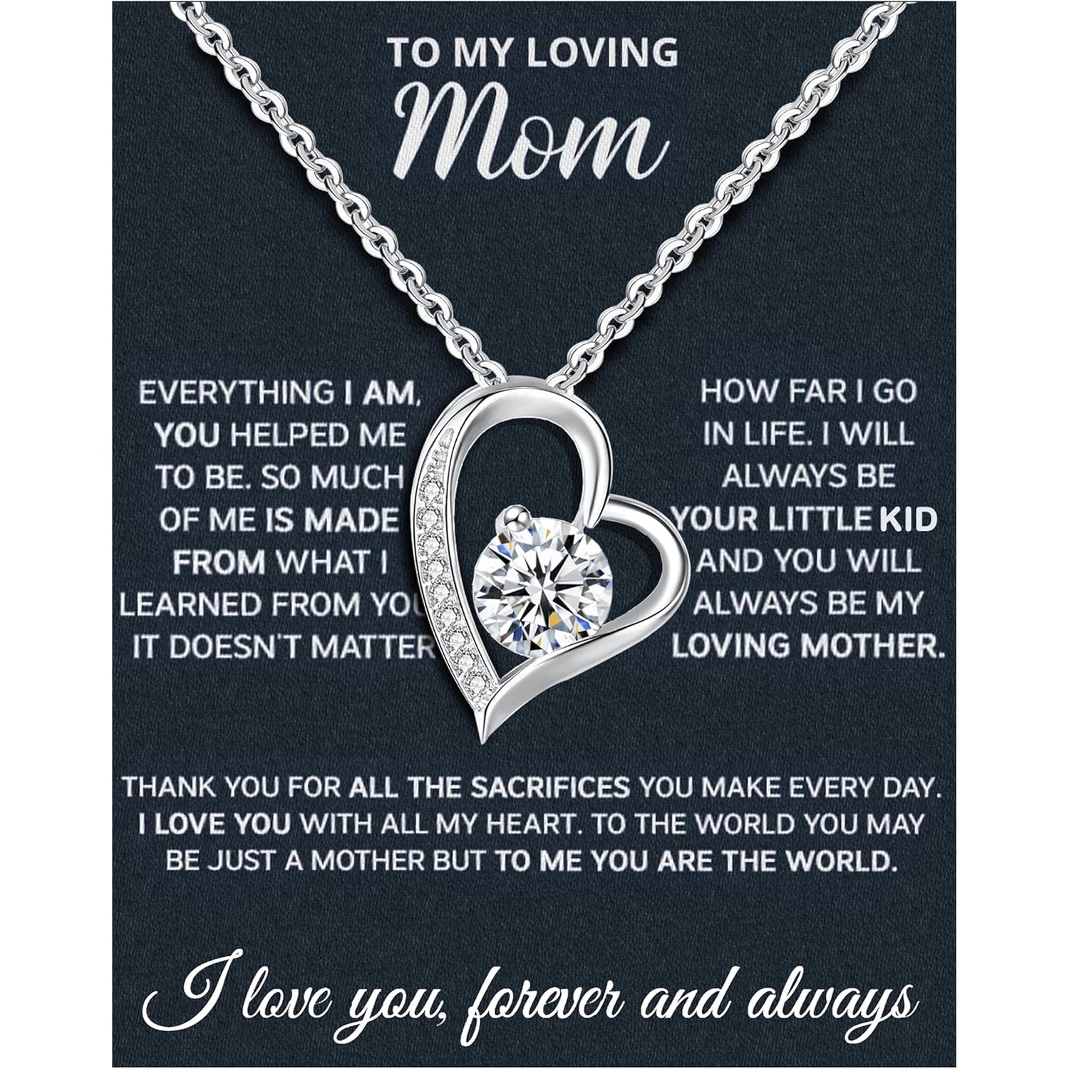 Mothers Day Gifts For Mom From Son Daughter Mom Necklace For Women 925 Sterling Silver New Mom Gifts Birthday Gifts With Heartfelt Message & Lighted Box