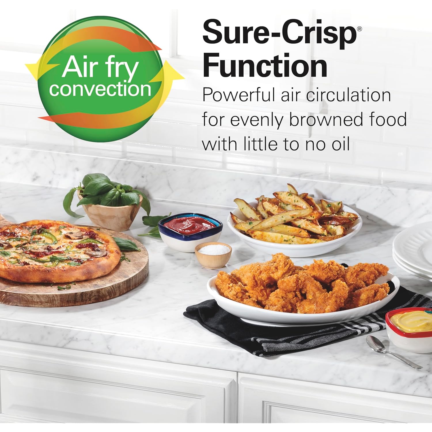 Hamilton Beach Sure-Crisp Air Fryer Toaster Oven Combo, Fits 9” Pizza, 4 Slice Capacity, Powerful Circulation, Auto Shutoff, Stainless Steel (31403)
