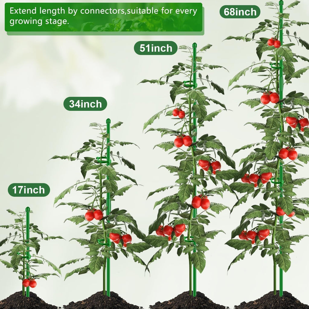 20Pcs Plant Support Stakes 17 Inch Supking Garden Orchid Sticks Extended To 3Ft 4Ft 5Ft Plant Poles With Clips For Indoor Outdoor Potted Tomato Rose Amaryllis Vegetables Comes With 20 Ties（Green）