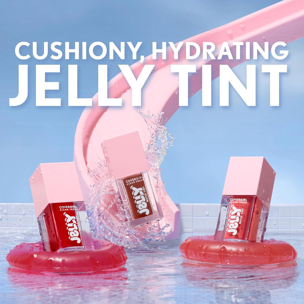 COVERGIRL Clean Fresh Jelly Water Tint, Lip & Cheek Tint, Transfer-Proof, Hydrating - 30 Watermelon Splash (Cool Pink)