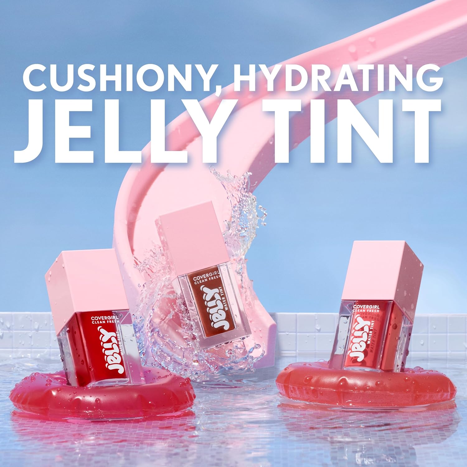 COVERGIRL Clean Fresh Jelly Water Tint, Lip & Cheek Tint, Transfer-Proof, Hydrating - 30 Watermelon Splash (Cool Pink)