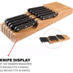 Bellemain 100% Pure Bamboo In Drawer Knife Block | 16 Knife Slots Knife Drawer Organizer | Store Knives Safely With The Blades Down | Storage Solution For Your Kitchen | Knife Organizer Drawer Insert