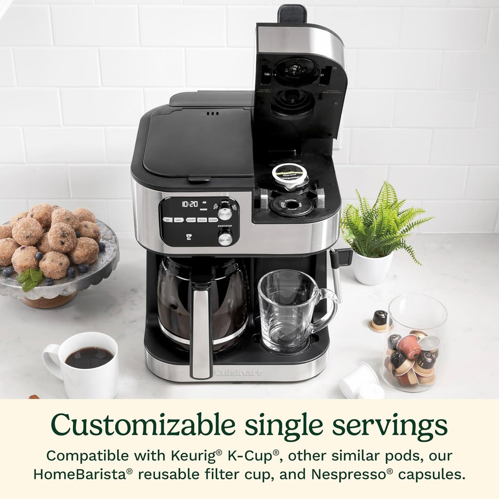 Cuisinart Coffee Center Barista Bar 4-In-1 Coffee Maker, Single-Serve Pods Compatible, Coffeemaker, Three Brewing Sizes, Ss-4N1Nas, Black
