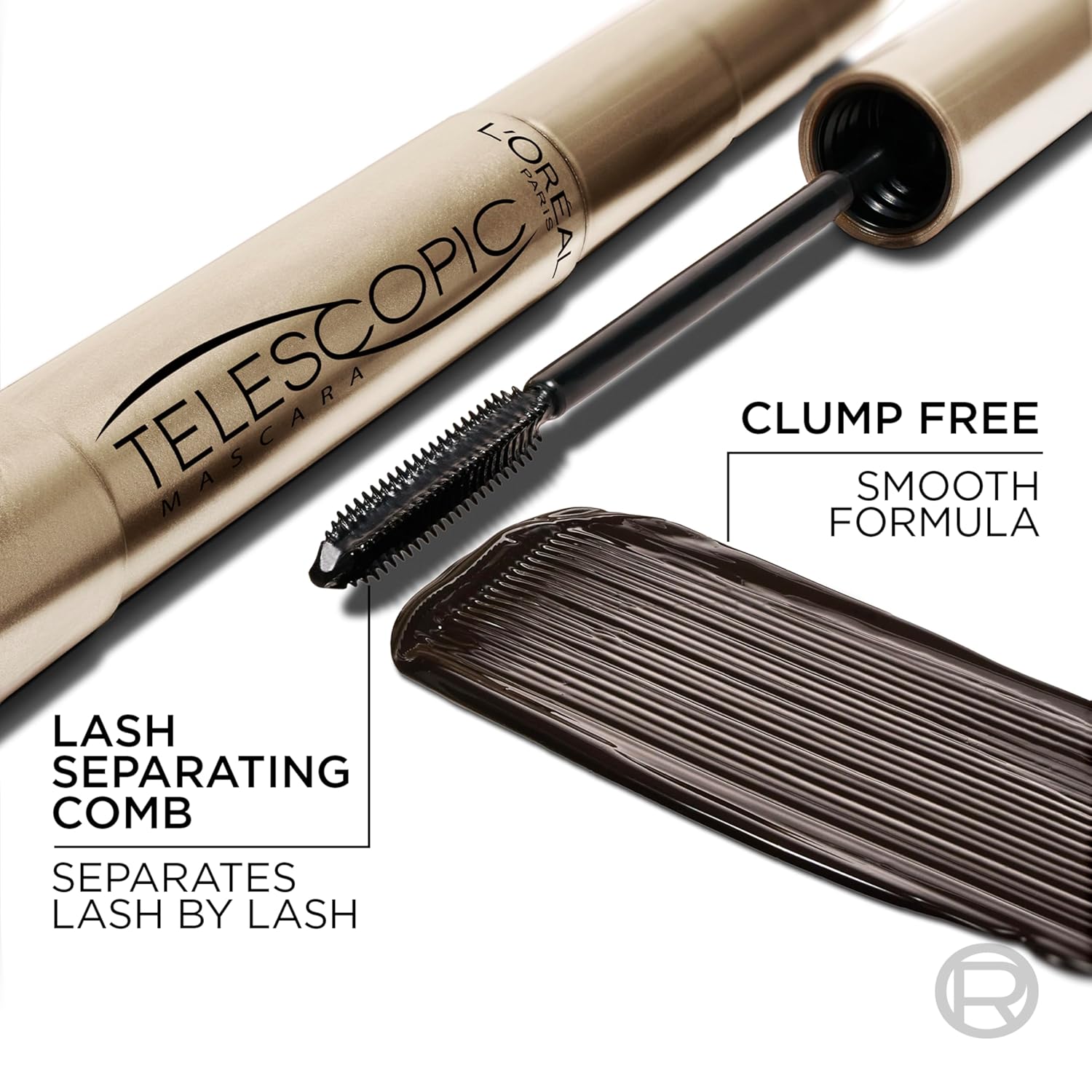 L’Oreal Paris Makeup Original Telescopic Mascara, Separating Mascara Volume and Length Formula, Washable, Black, 0.27 Fl Oz., 1 Count