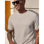 Coofandy Men'S Waffle T-Shirts Short Sleeve Casual Crew Neck Shirt Summer Plain Pullover Tees