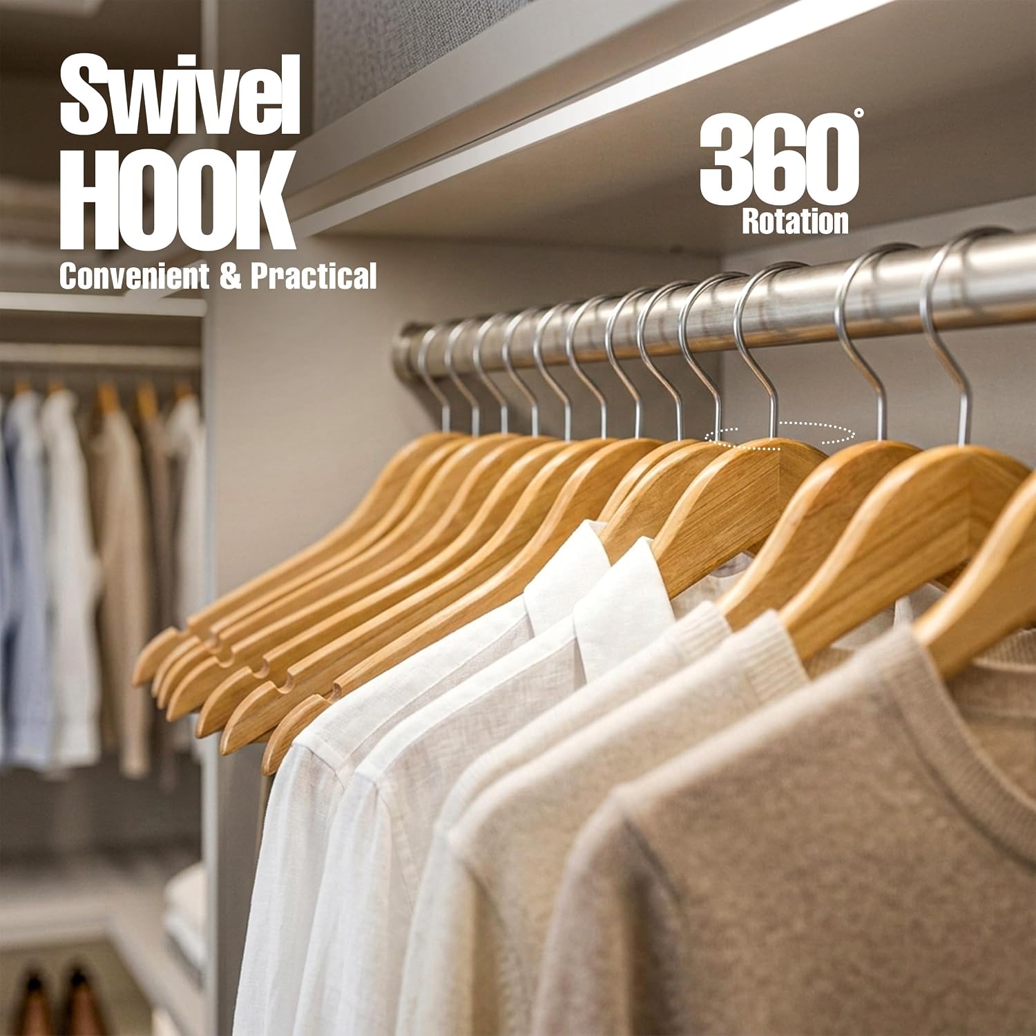 Utopia Home Premium Wooden Hangers 30 Pack - Durable & Slim Coat Hanger - Suit Hangers With 360-Degree Rotatable Hook - Wood Hangers With Shoulder Grooves (Natural)