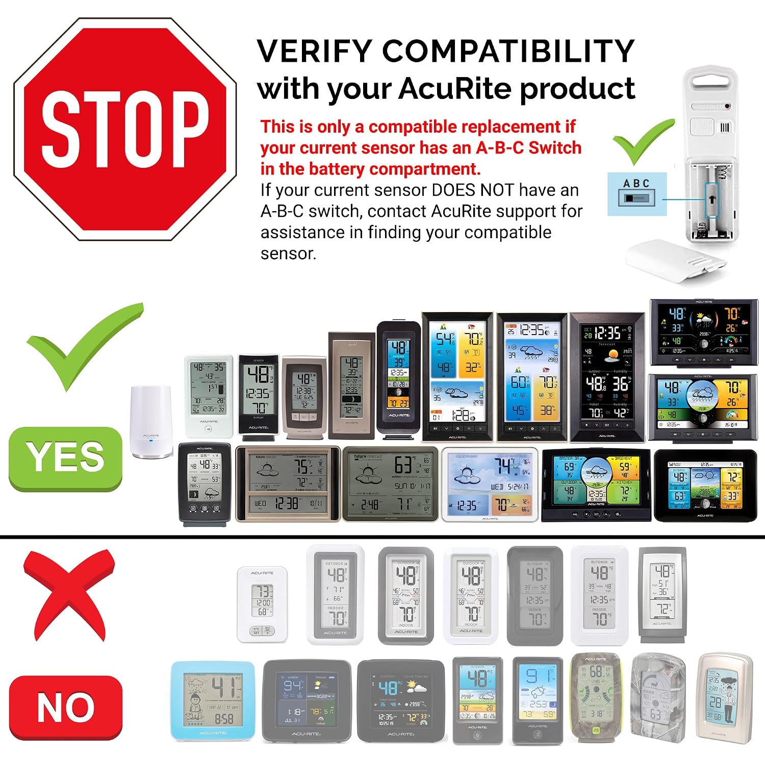 Acurite Wireless Indoor Outdoor Temperature And Humidity Sensor With A-B-C Switch (06002M / 592Txr)