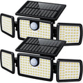 Solar Flood Lights Outdoor, 2500Lm Motion Sensor Security Lights With 270° Wide Angle, Ip65 Waterproof, 3 Heads Solar Outdoor Lights For Patio, Yard, House, Garage (Non-Remote, 2 Pack)