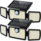 Solar Flood Lights Outdoor, 2500Lm Motion Sensor Security Lights With 270° Wide Angle, Ip65 Waterproof, 3 Heads Solar Outdoor Lights For Patio, Yard, House, Garage (Non-Remote, 2 Pack)