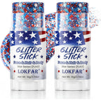 2Pcs 4Th Of July Glitter Stick | Patriotic Red White And Blue Glitter Stick For Face Body Hair, Fourth Of July Accessories & Outfits Women, Usa Flag Makeup For American 250 Anniversary & Memorial Day